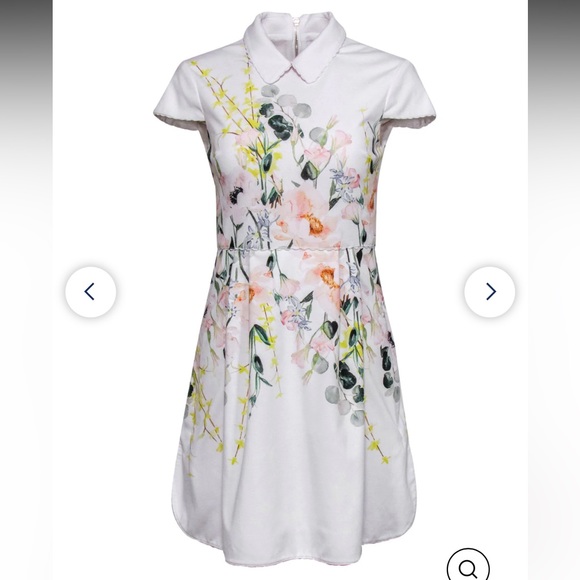 Ted Baker Elegance Print white fit and flare white dress - Picture 8 of 8